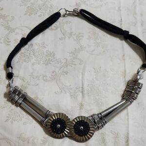 Vintage 70's Brutilist Silver and Black Belt